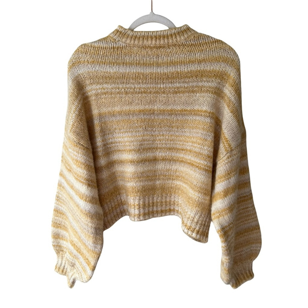 Urban Outfitters Yellow and Cream Striped Sweater Size S Cozy Knit Fall Winter - Picture 2 of 12